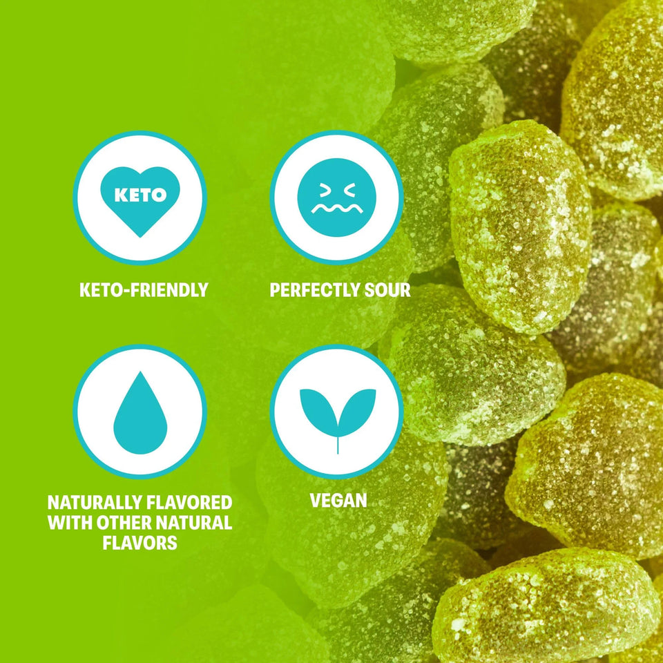 s - Healthy Low Calorie Snacks, Low Carb Keto Gummies (Gluten Free & Non GMO Candy) - 6 Pack Green Apple Blast