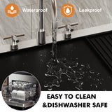 "2-in-1 Silicone Coffee Mat with Raised Edges, 23.6""x15.7"" for Coffee Maker, Espresso Machine, Countertop, Dish Drying Mat (Black)"